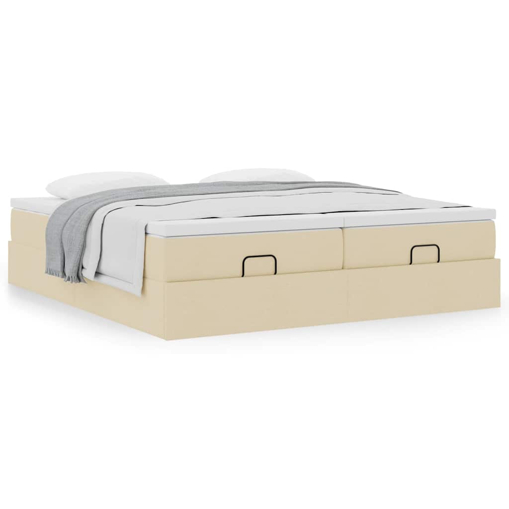 Cadre de lit ottoman avec matelas crème 160x200 cm tissu - XIOS