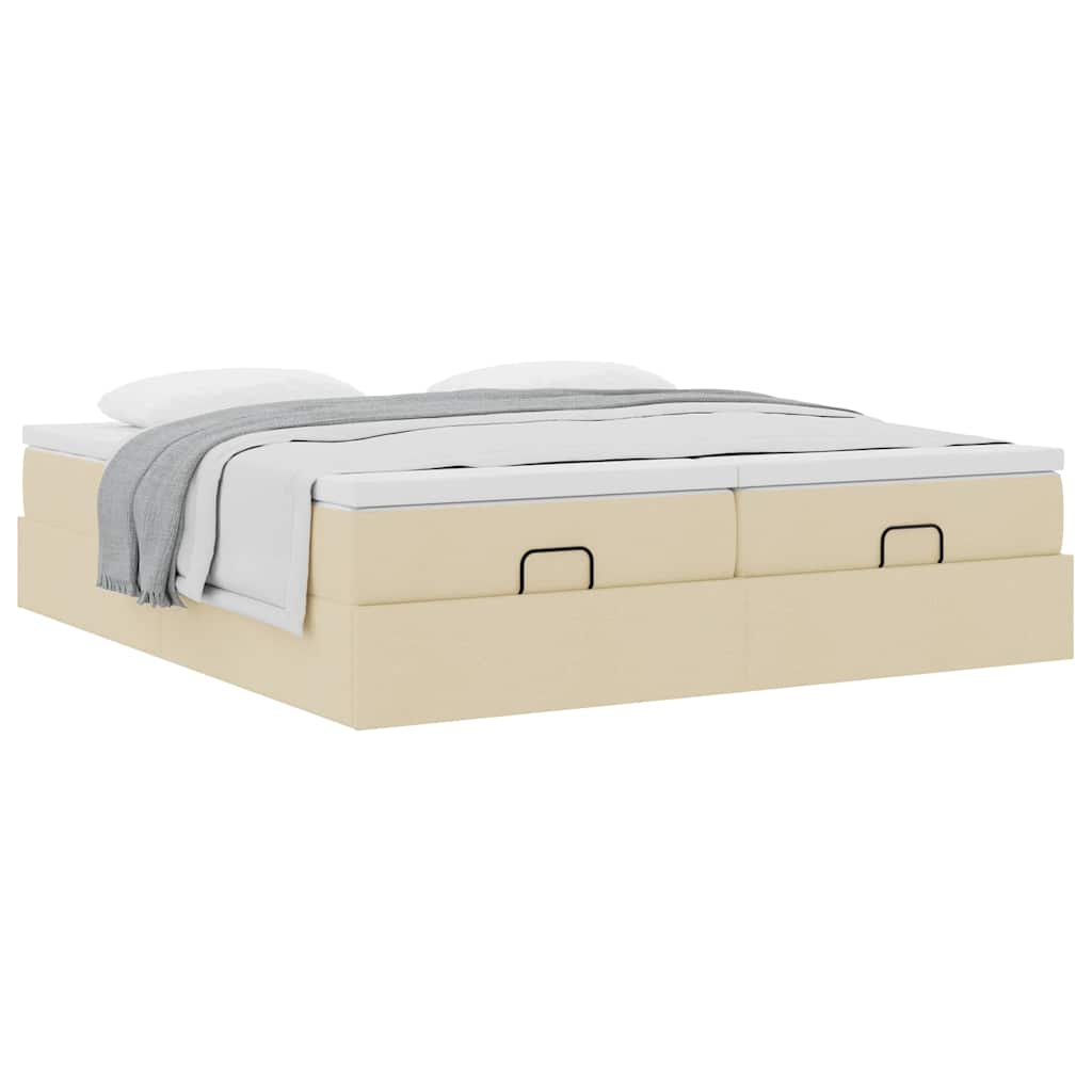 Cadre de lit ottoman avec matelas crème 160x200 cm tissu - XIOS