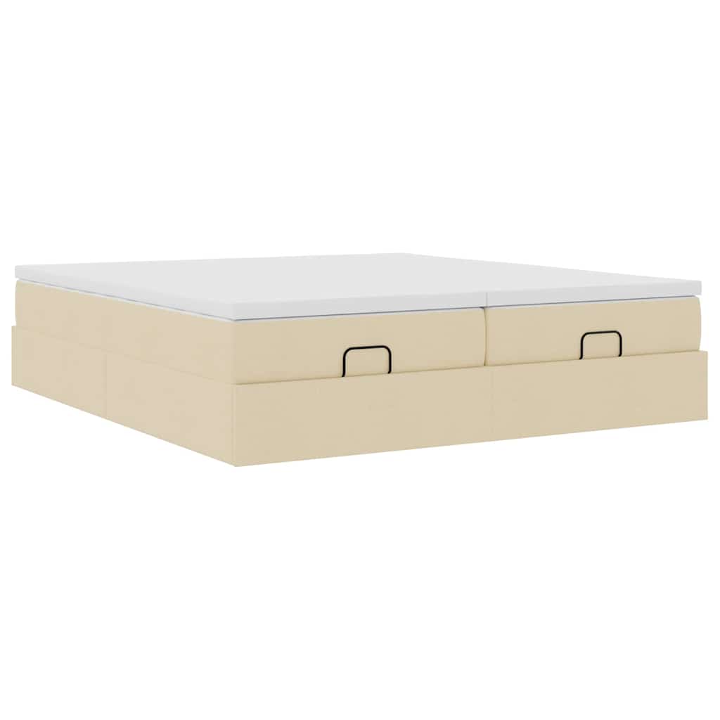 Cadre de lit ottoman avec matelas crème 160x200 cm tissu - XIOS