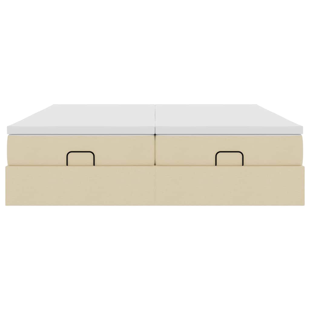 Cadre de lit ottoman avec matelas crème 160x200 cm tissu - XIOS