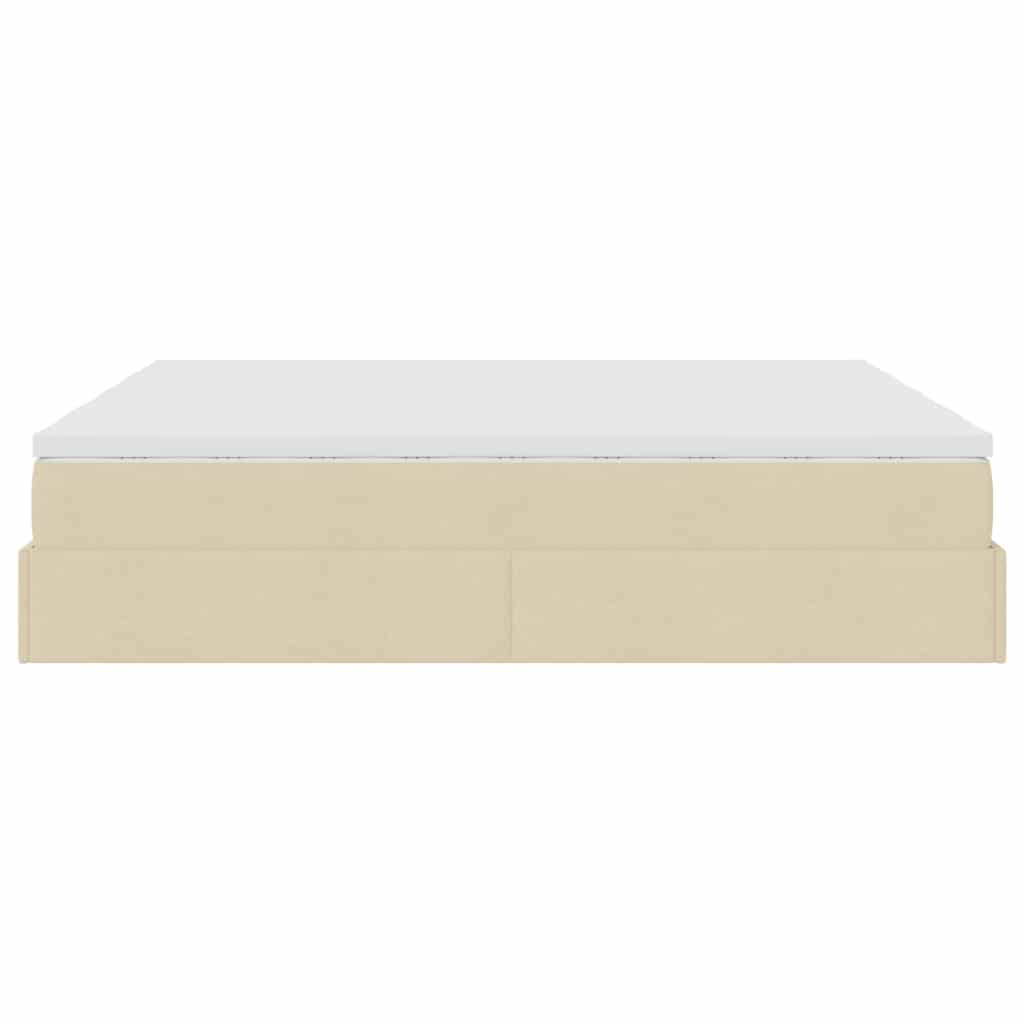 Cadre de lit ottoman avec matelas crème 160x200 cm tissu - XIOS