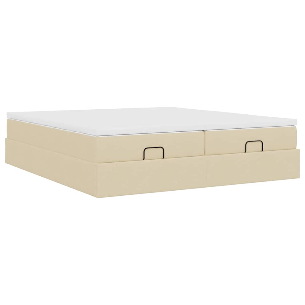 Cadre de lit ottoman avec matelas crème 160x200 cm tissu - XIOS