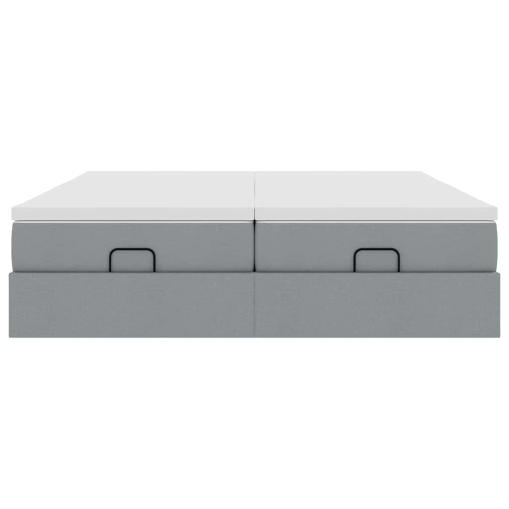 Cadre de lit ottoman et matelas gris clair 180x200cm tissu - XIOS