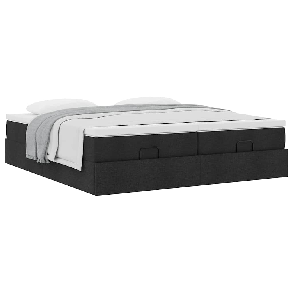 Cadre de lit ottoman avec matelas noir 180x200cm tissu - XIOS
