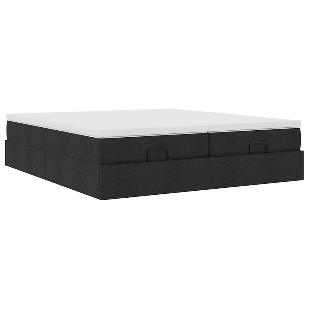 Cadre de lit ottoman avec matelas noir 180x200cm tissu - XIOS