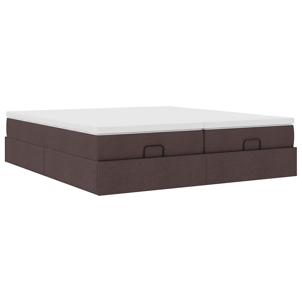 Cadre de lit ottoman avec matelas marron foncé 180x200 cm tissu - XIOS