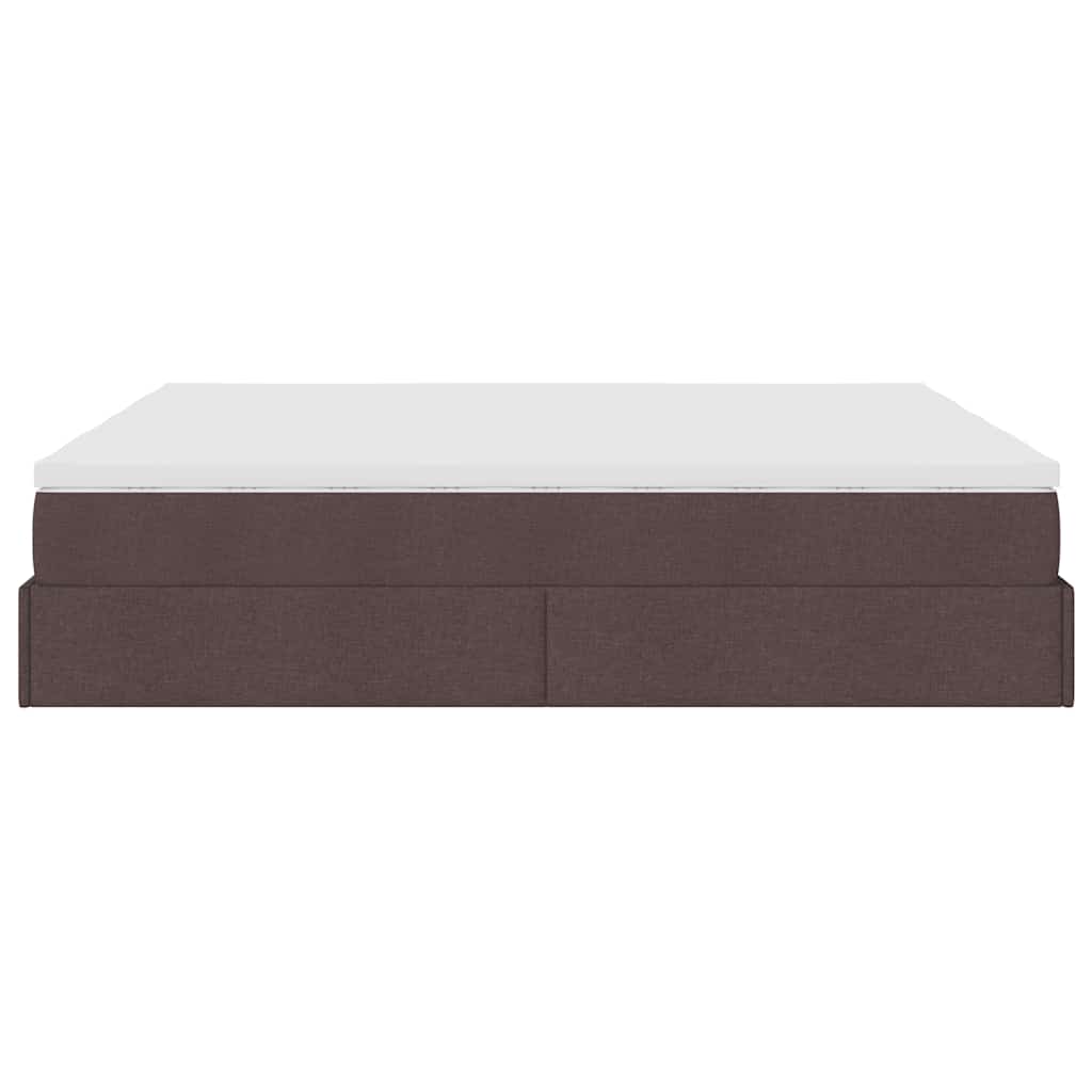 Cadre de lit ottoman avec matelas marron foncé 180x200 cm tissu - XIOS