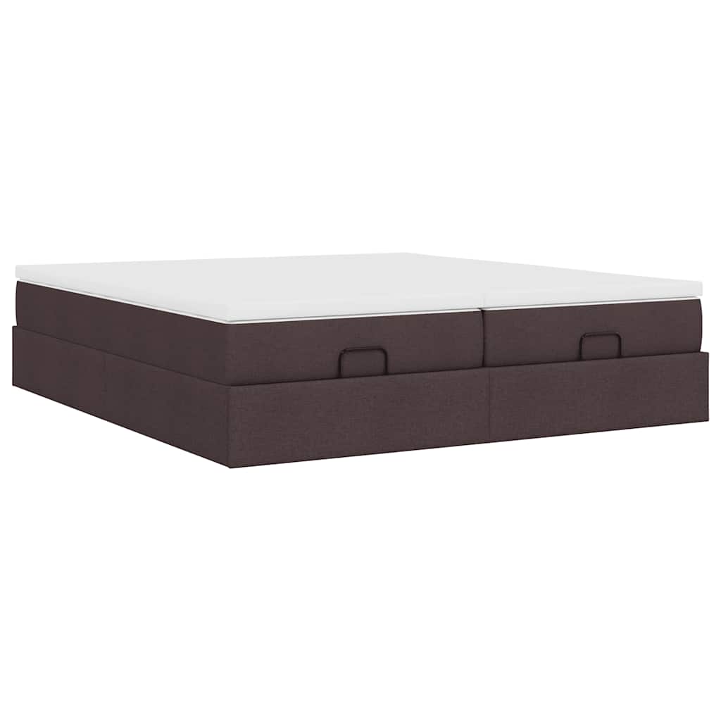 Cadre de lit ottoman avec matelas marron foncé 180x200 cm tissu - XIOS