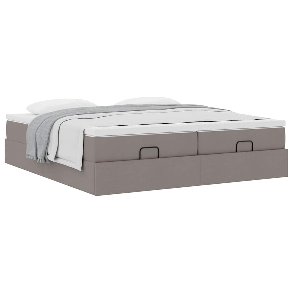 Cadre de lit ottoman avec matelas taupe 180x200 cm tissu - XIOS