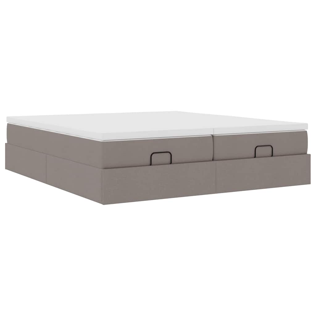 Cadre de lit ottoman avec matelas taupe 180x200 cm tissu - XIOS