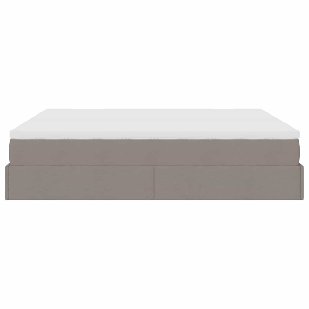 Cadre de lit ottoman avec matelas taupe 180x200 cm tissu - XIOS
