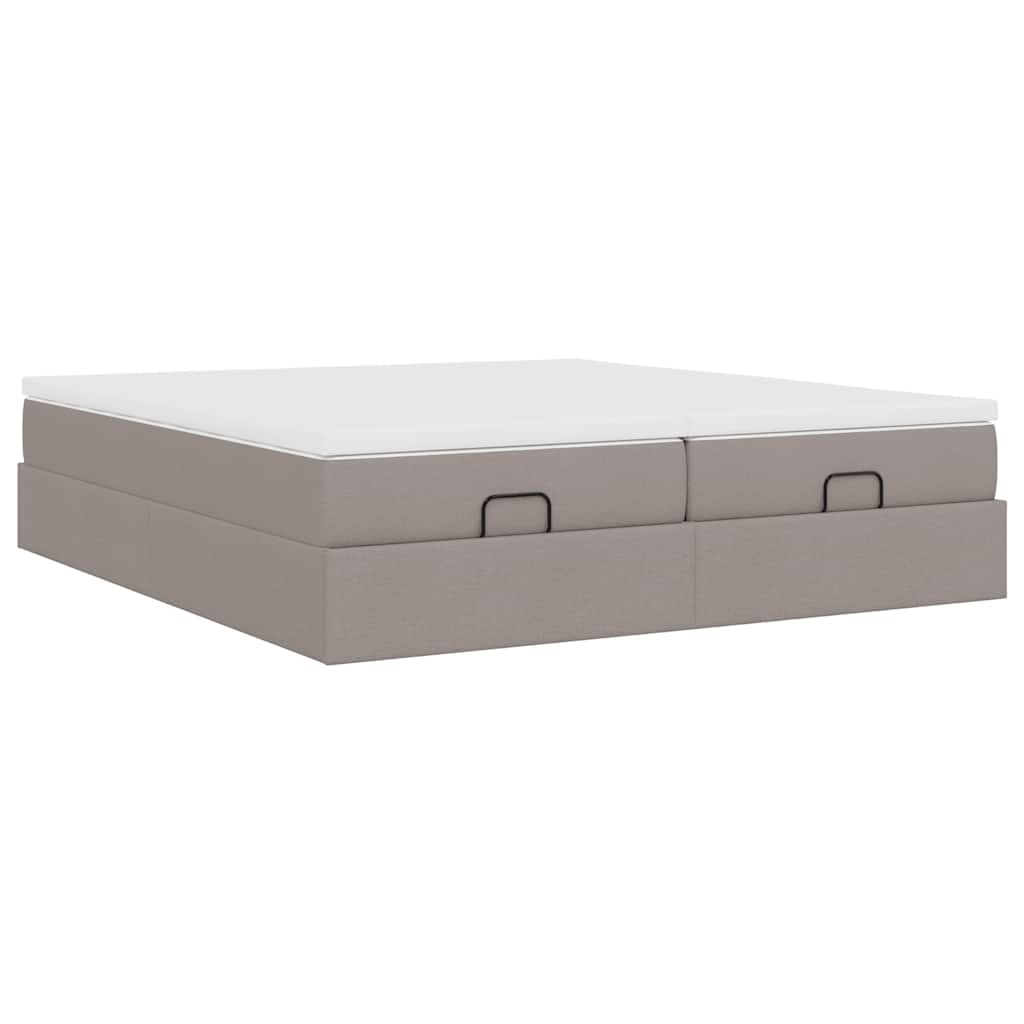 Cadre de lit ottoman avec matelas taupe 180x200 cm tissu - XIOS