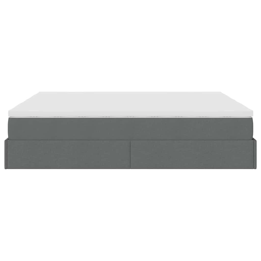 Cadre de lit ottoman avec matelas gris foncé 200x200cm tissu - XIOS