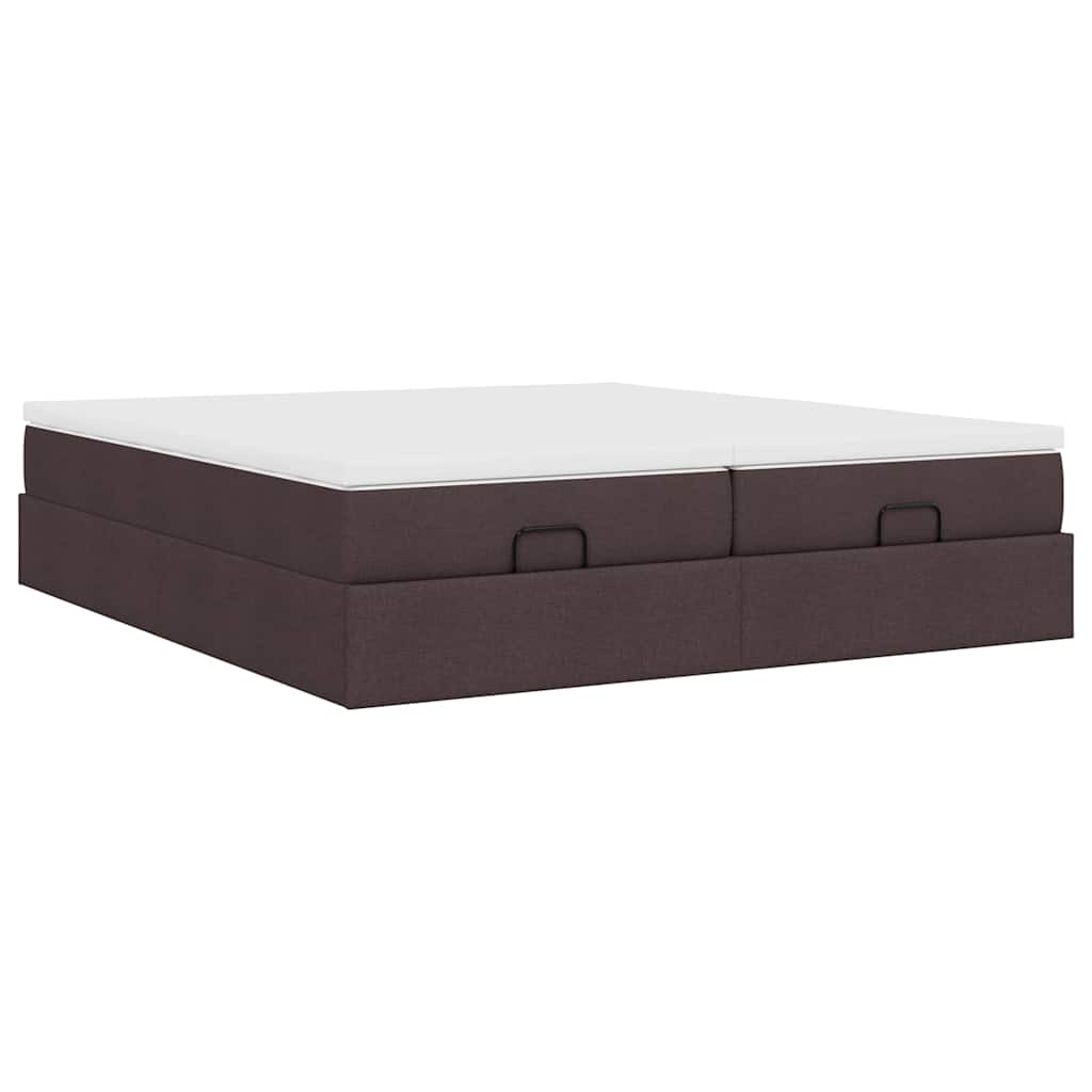 Cadre de lit ottoman avec matelas marron foncé 200x200 cm tissu - XIOS