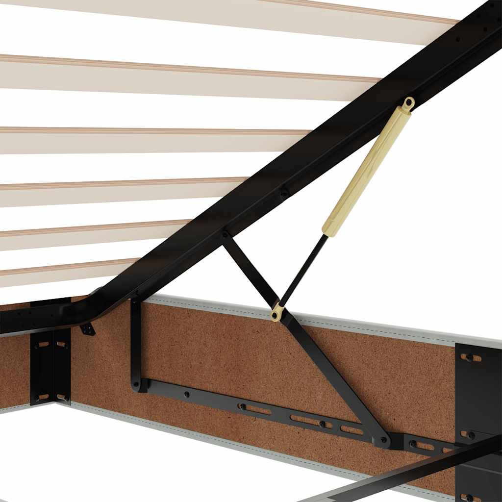 Cadre de lit ottoman et matelas gris clair 160x200cm velours - XIOS