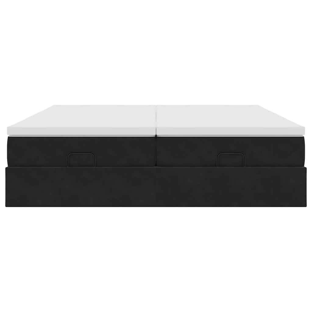 Cadre de lit ottoman avec matelas noir 160x200 cm velours - XIOS