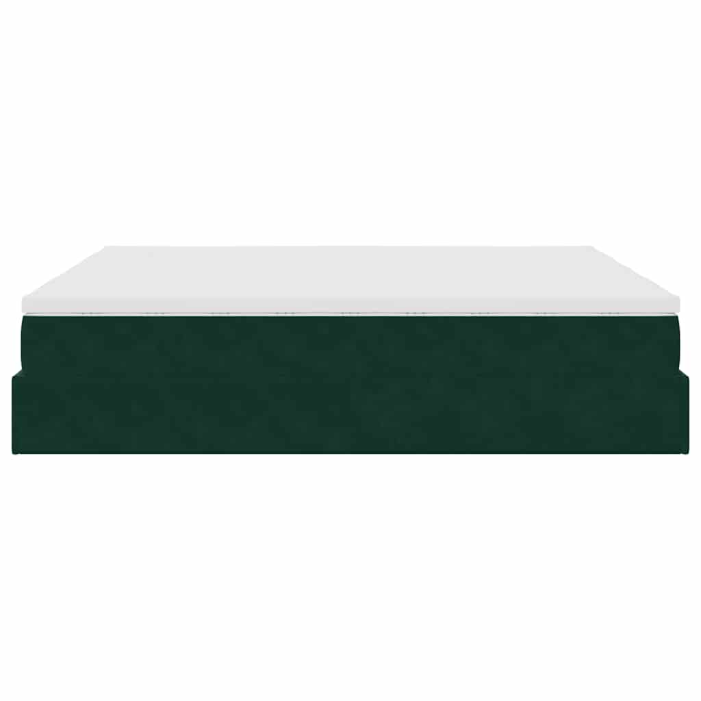 Cadre de lit ottoman avec matelas vert foncé 160x200 cm velours