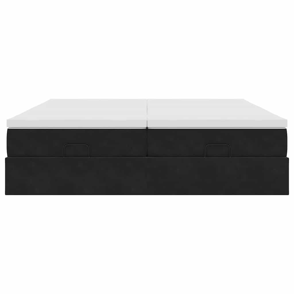 Cadre de lit ottoman avec matelas noir 180x200cm velours - XIOS