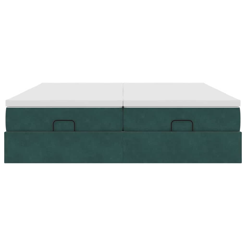 Cadre de lit ottoman avec matelas vert foncé 180x200cm velours - XIOS