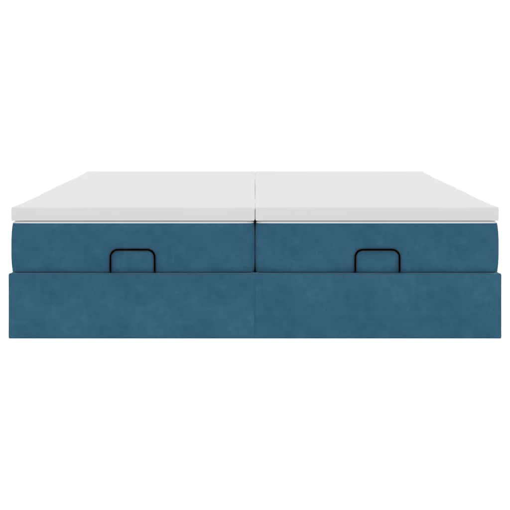 Cadre de lit ottoman avec matelas bleu foncé 180x200 cm velours - XIOS