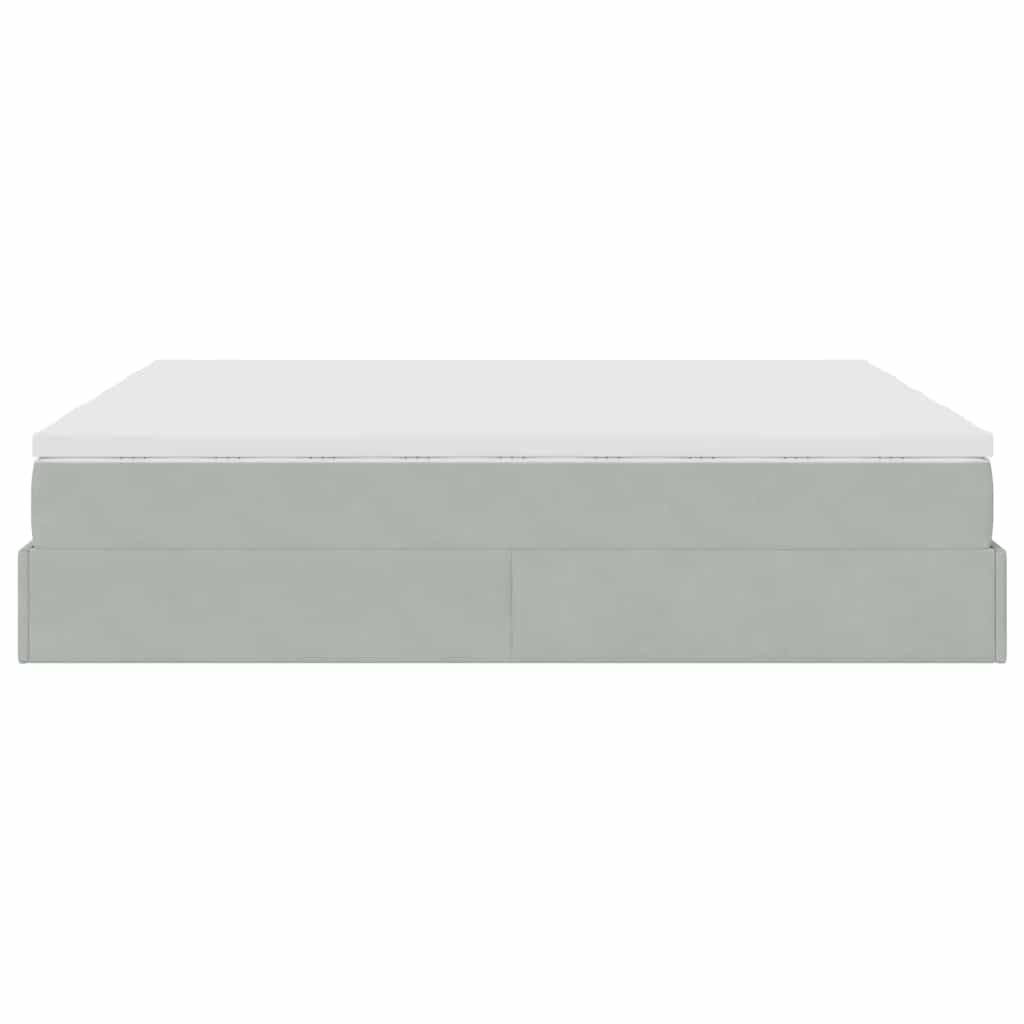 Cadre de lit ottoman avec matelas gris clair 200x200 cm velours - XIOS