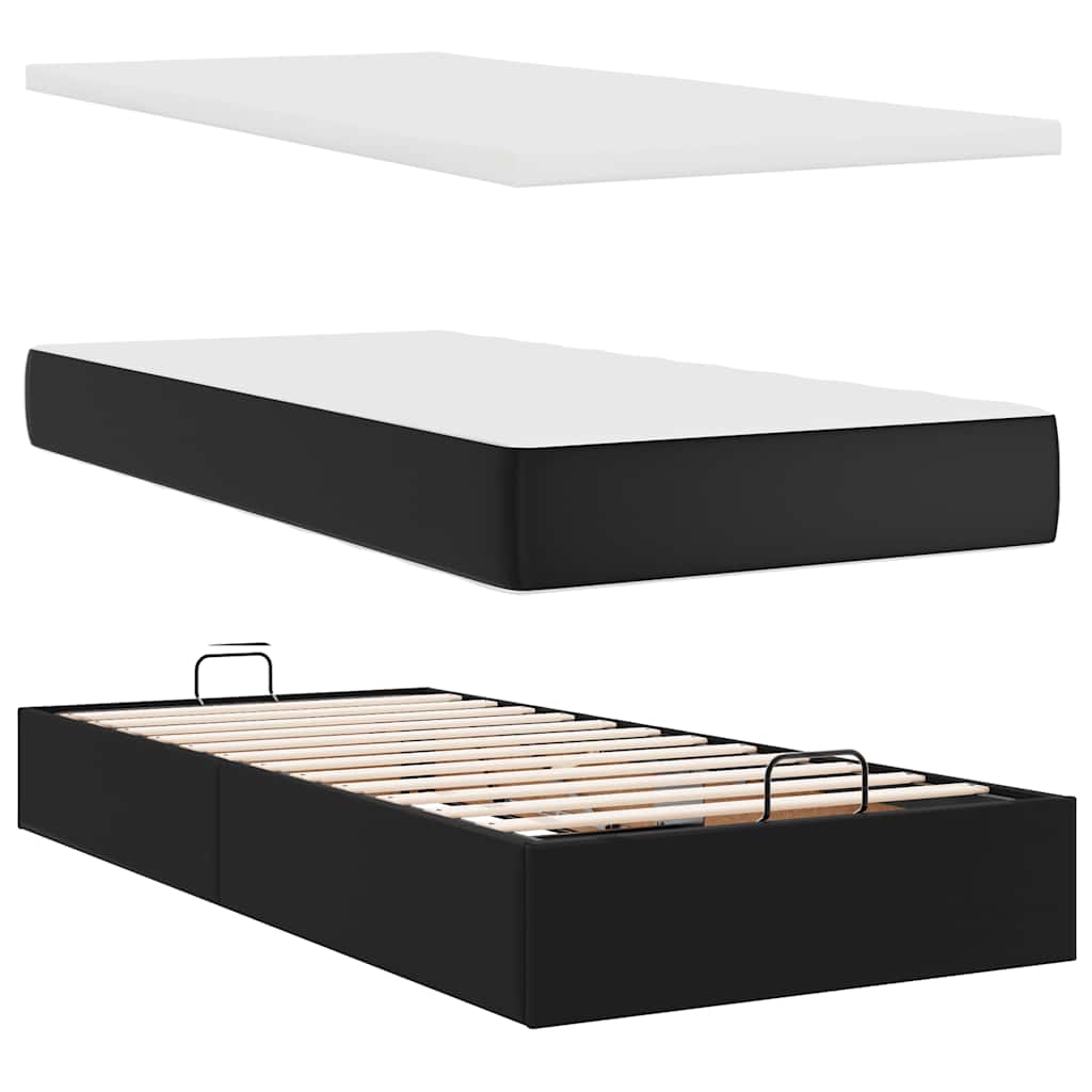 Lit ottoman avec matelas noir 80x200 cm similicuir - XIOS
