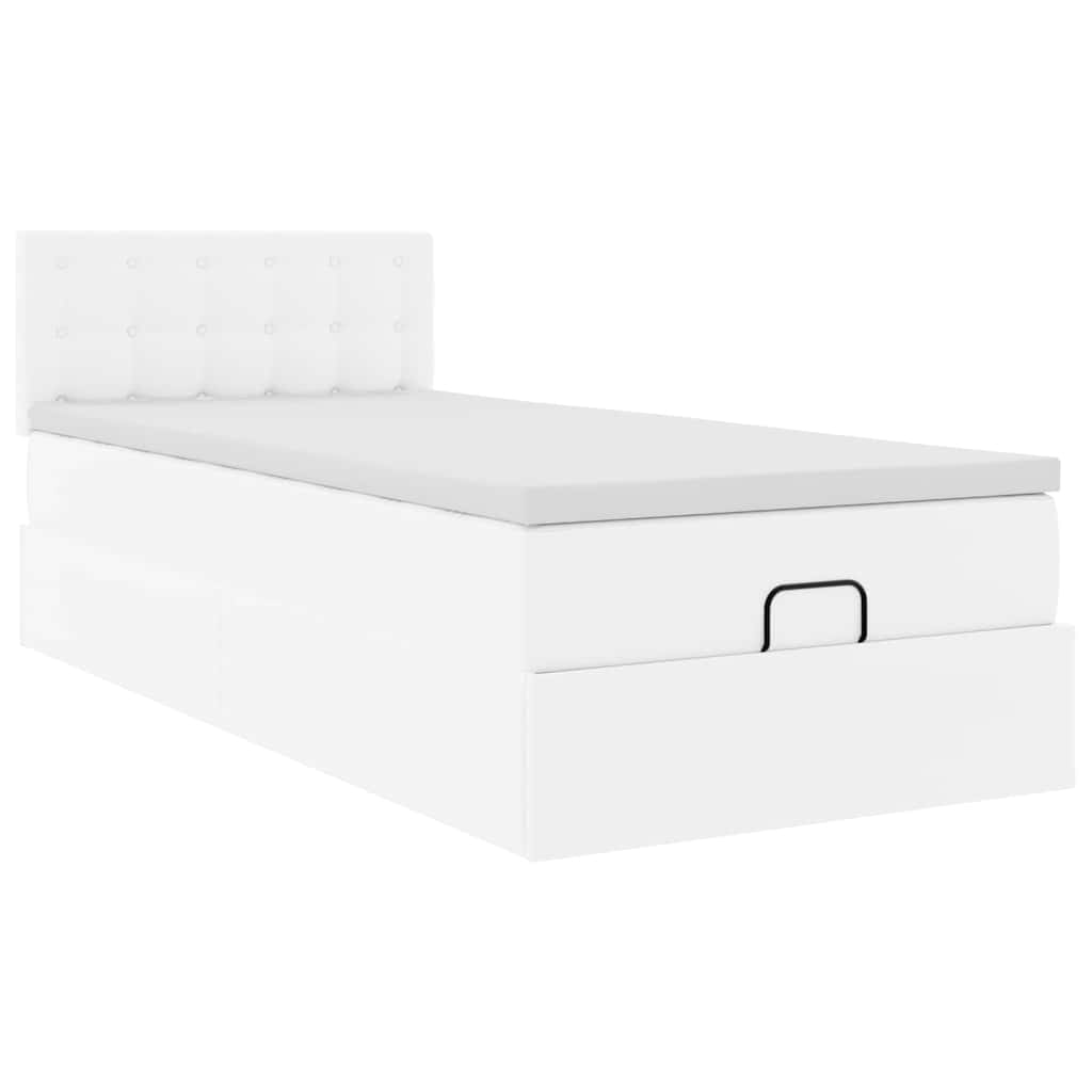 Lit ottoman avec matelas blanc 80x200 cm similicuir - XIOS