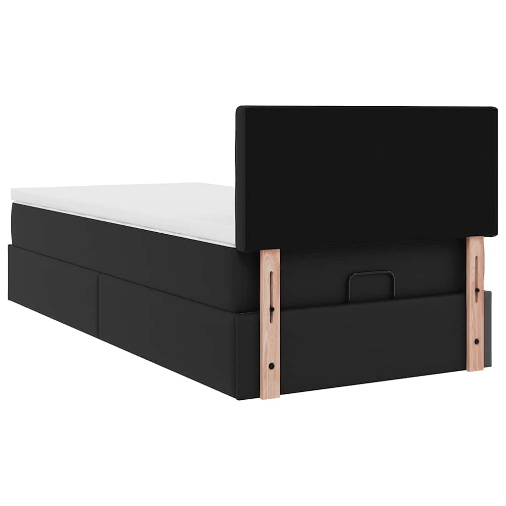 Lit ottoman avec matelas noir 90x190 cm similicuir - XIOS