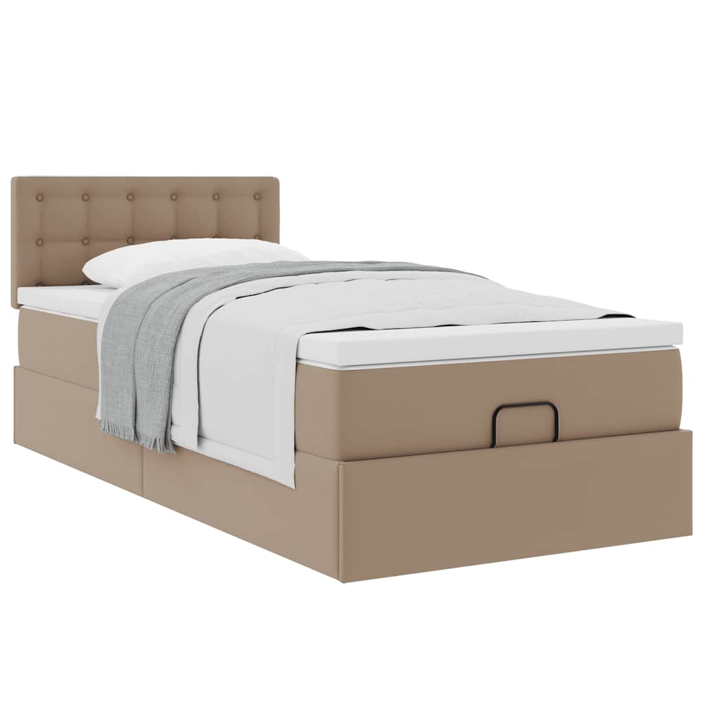 Lit ottoman et matelas cappuccino 90x190 cm similicuir - XIOS