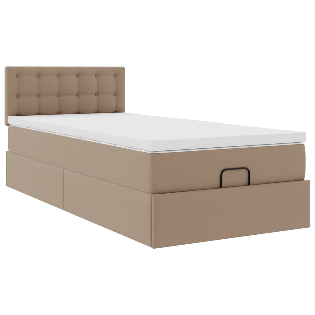 Lit ottoman et matelas cappuccino 90x190 cm similicuir