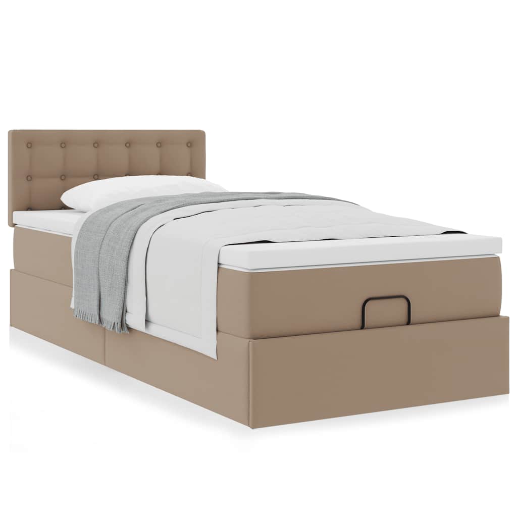 Lit ottoman et matelas cappuccino 90x200 cm similicuir - XIOS