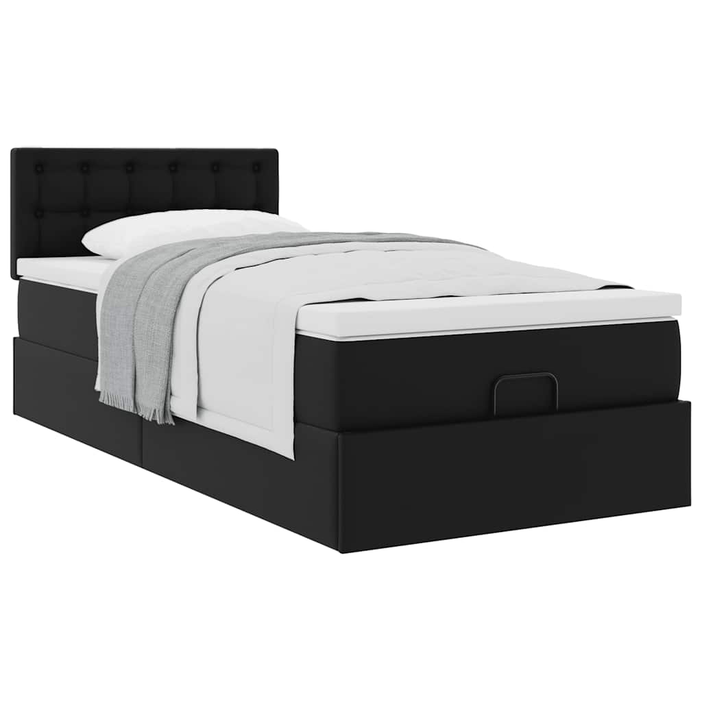 Lit ottoman avec matelas noir 100x200 cm similicuir - XIOS