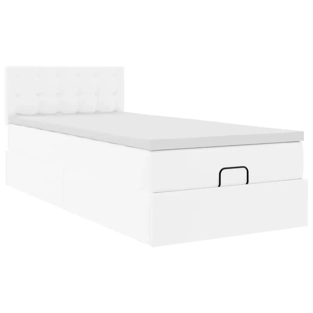 Lit ottoman avec matelas blanc 100x200 cm similicuir - XIOS