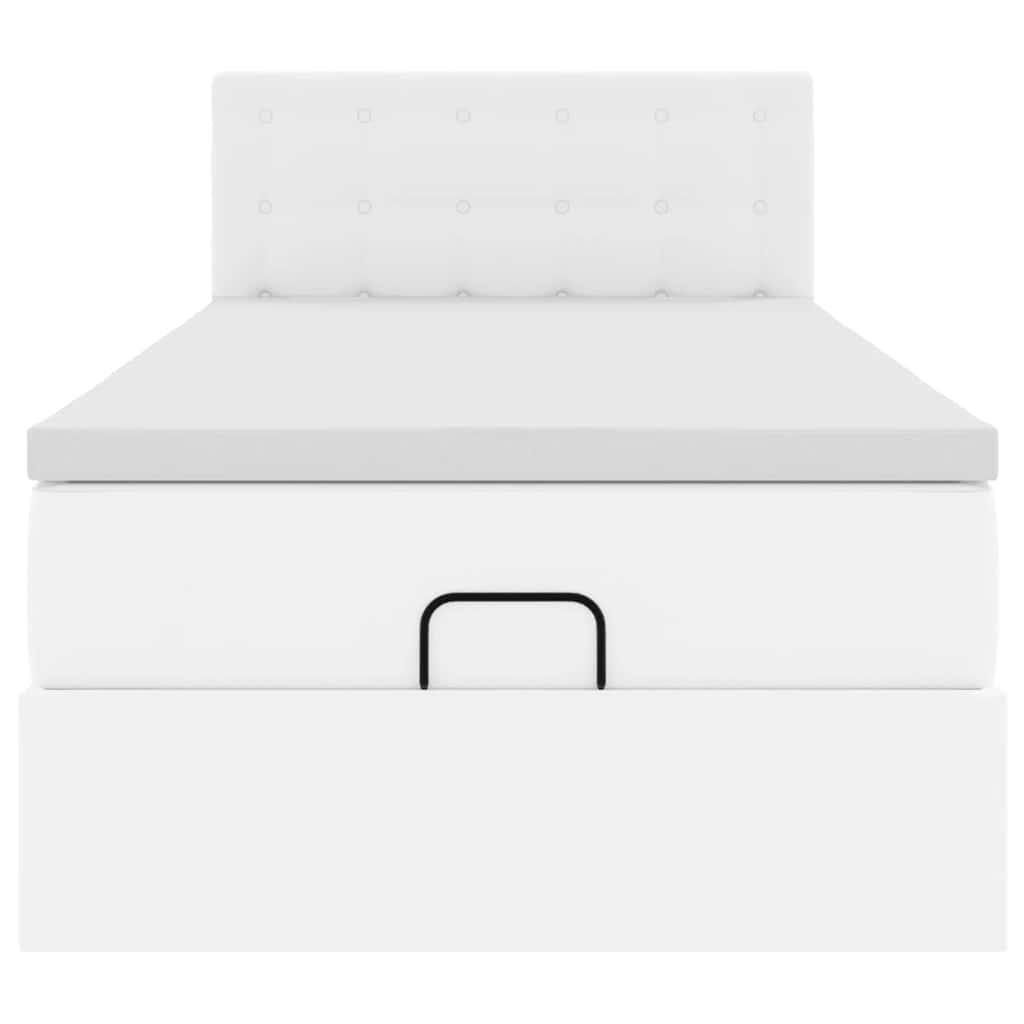 Lit ottoman avec matelas blanc 100x200 cm similicuir - XIOS