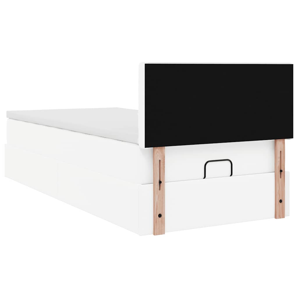 Lit ottoman avec matelas blanc 100x200 cm similicuir - XIOS