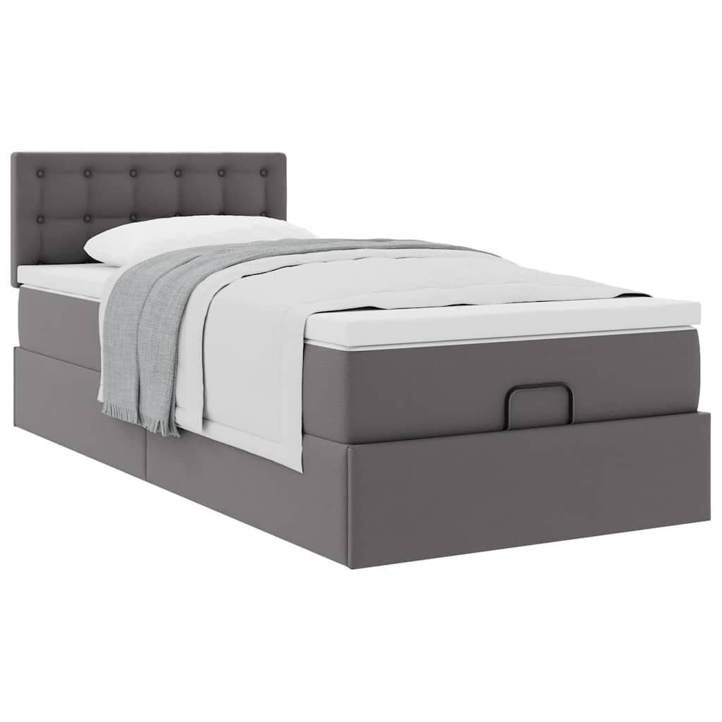 Lit ottoman avec matelas gris 100x200 cm similicuir - XIOS
