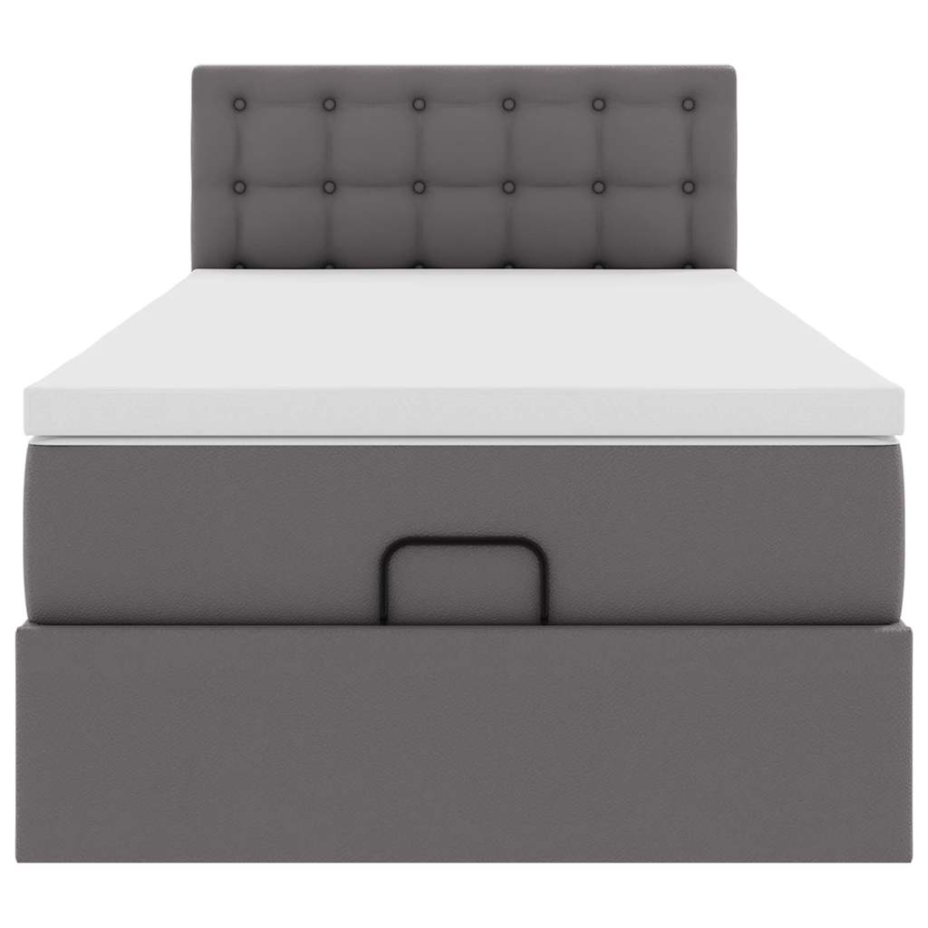 Lit ottoman avec matelas gris 100x200 cm similicuir - XIOS
