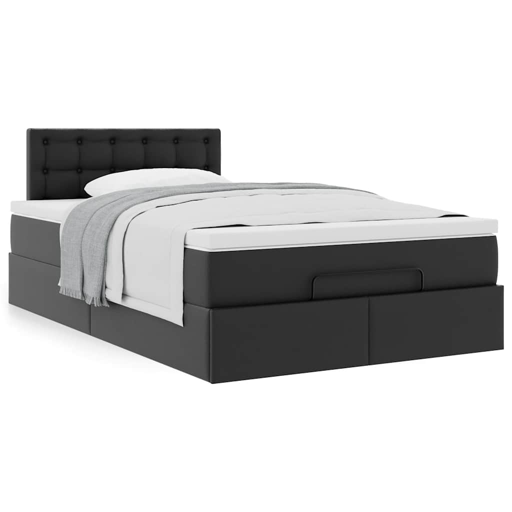 Cadre de lit ottoman avec matelas noir 120x190 cm similicuir - XIOS