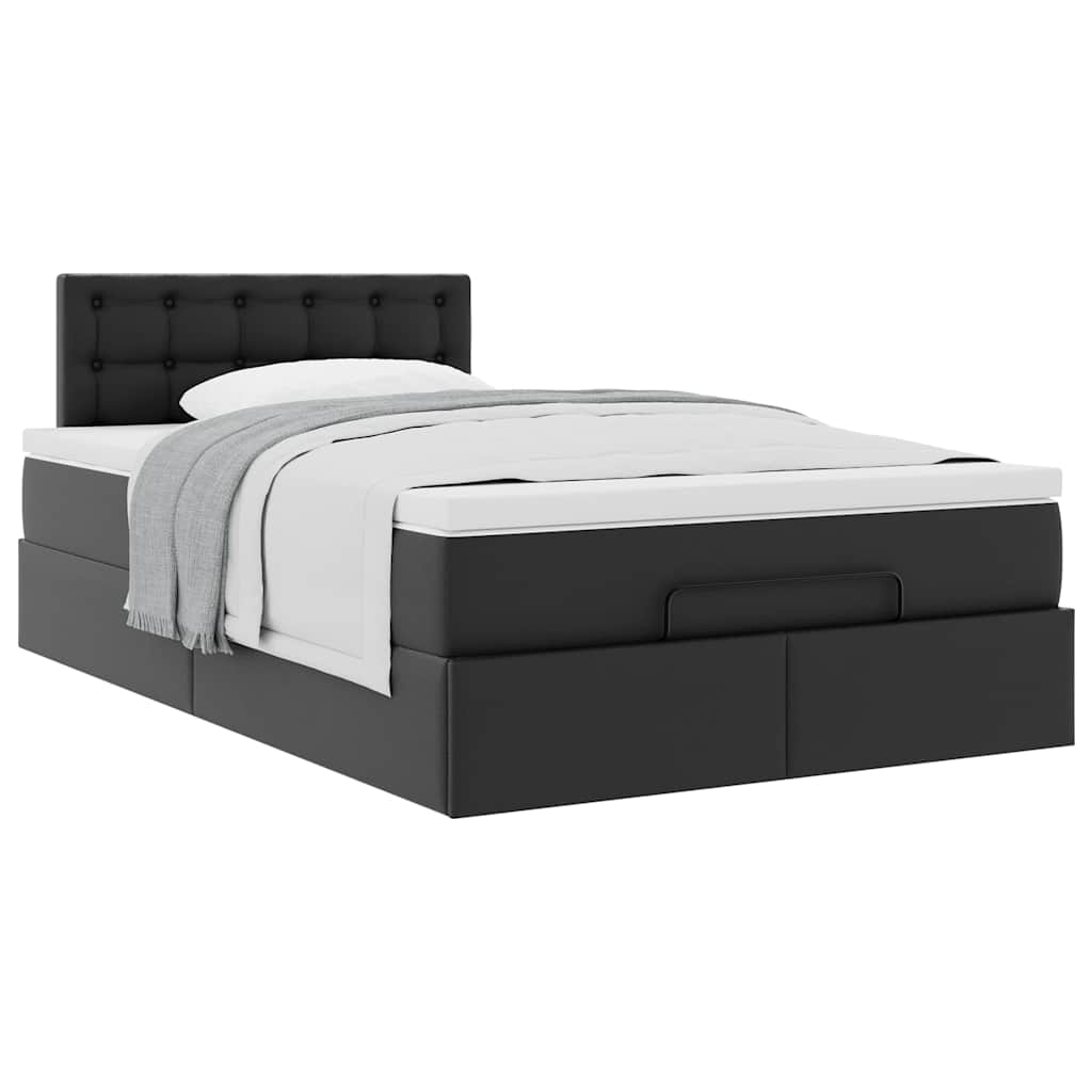 Cadre de lit ottoman avec matelas noir 120x190 cm similicuir - XIOS