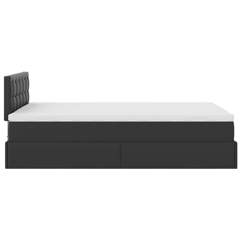 Cadre de lit ottoman avec matelas noir 120x190 cm similicuir - XIOS