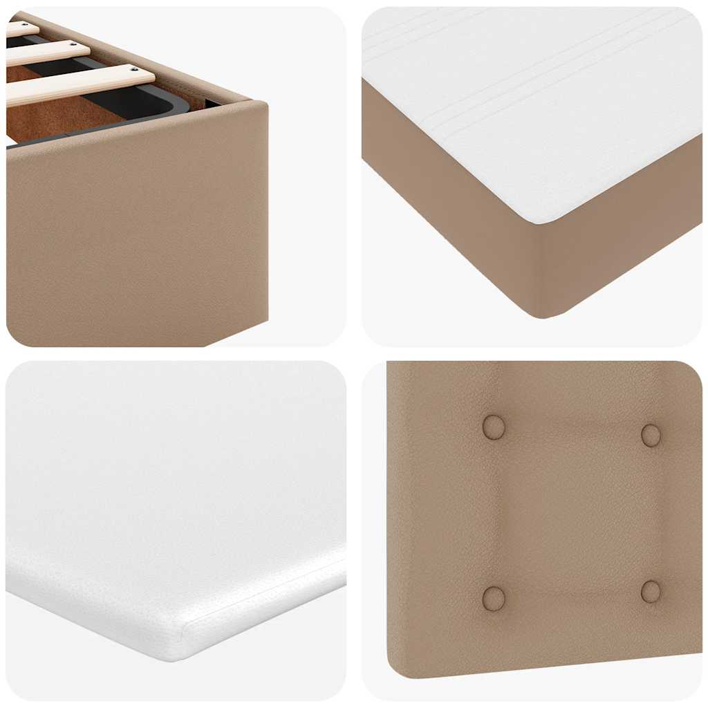 Cadre de lit ottoman et matelas cappuccino 120x190cm similicuir