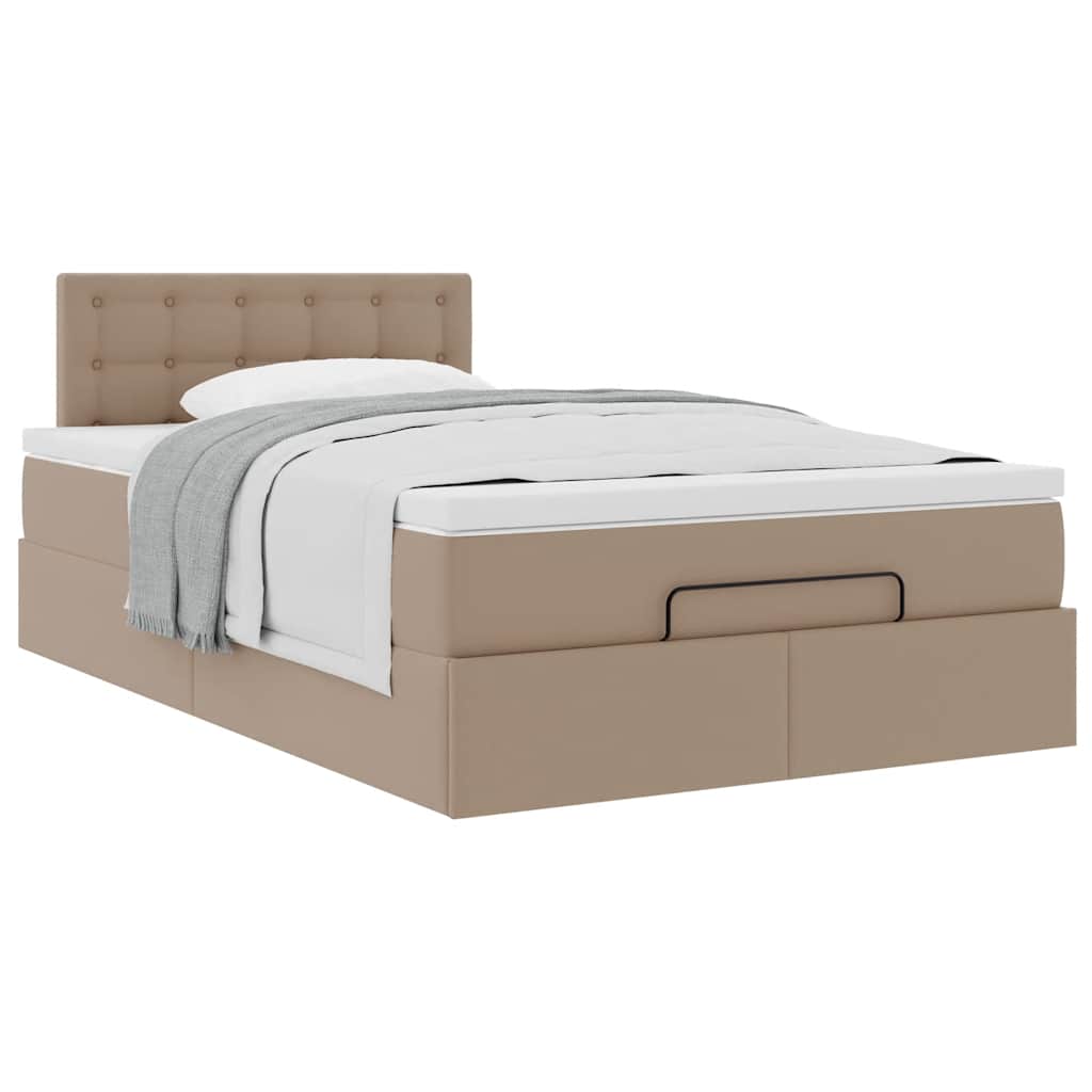 Cadre de lit ottoman et matelas cappuccino 120x190cm similicuir - XIOS