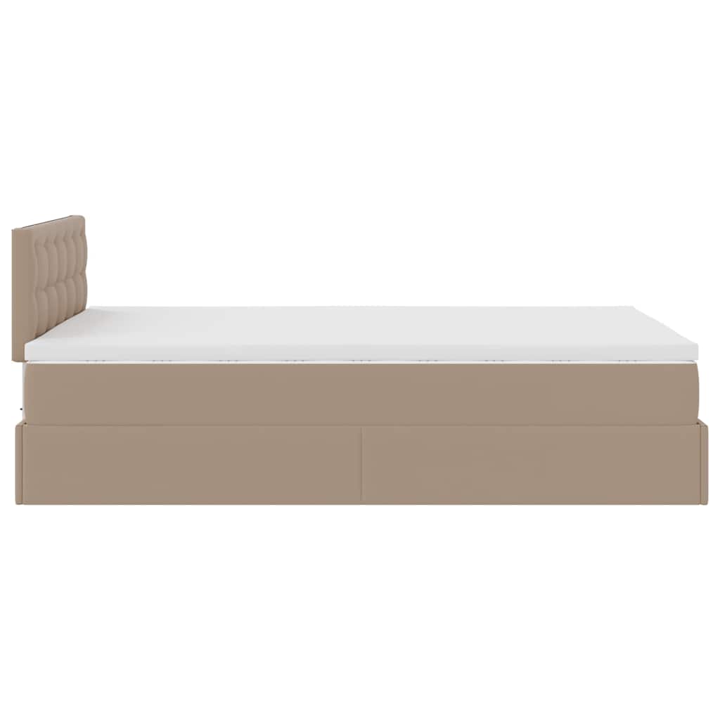 Cadre de lit ottoman et matelas cappuccino 120x190cm similicuir - XIOS