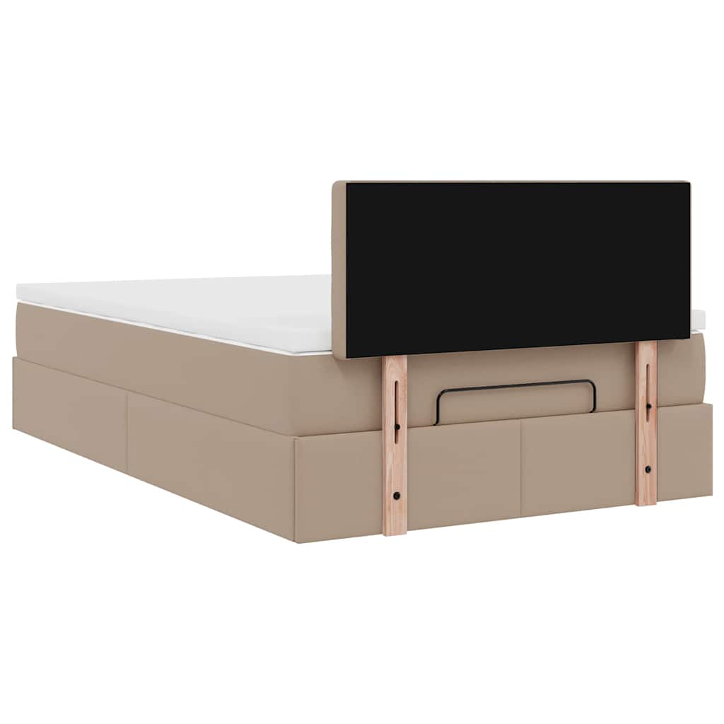 Cadre de lit ottoman et matelas cappuccino 120x190cm similicuir - XIOS