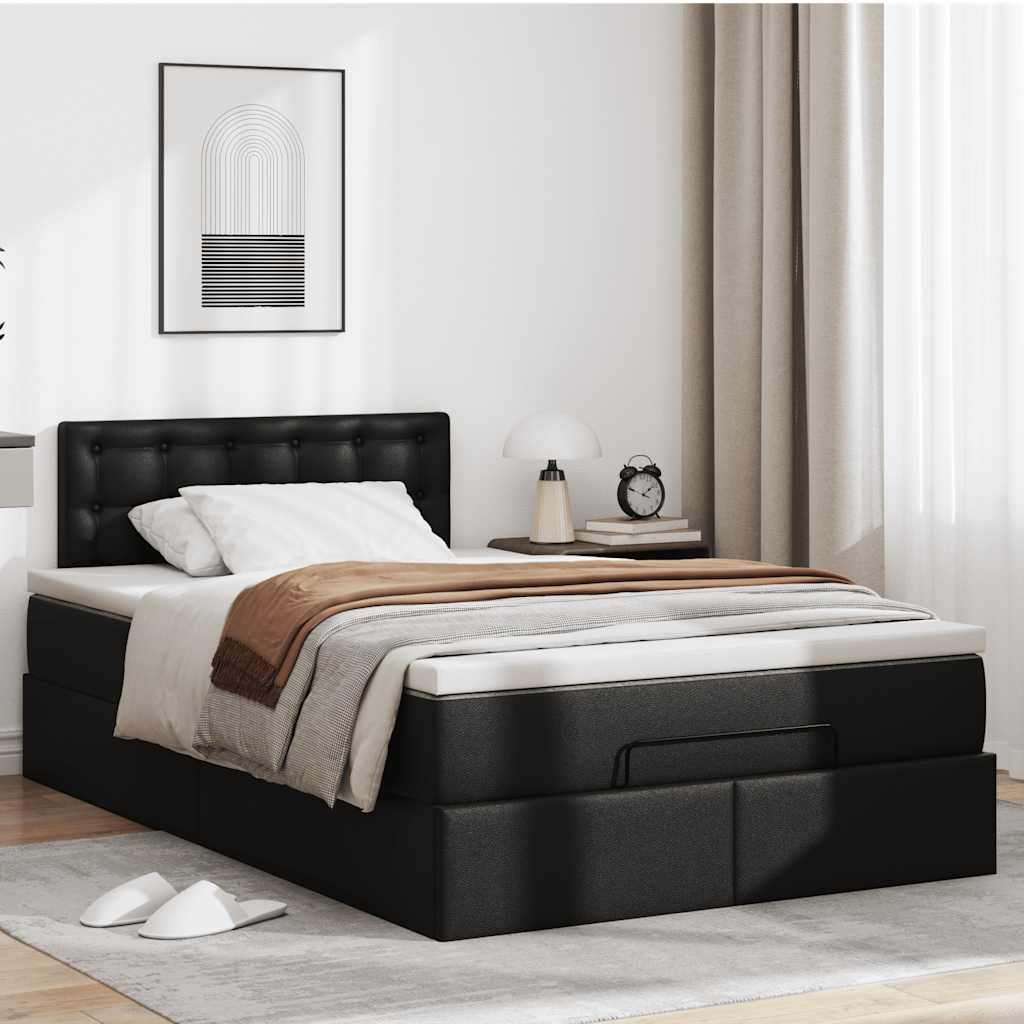 Cadre de lit ottoman avec matelas noir 120x200 cm similicuir - XIOS
