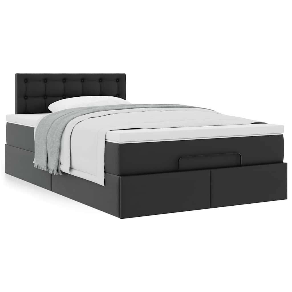 Cadre de lit ottoman avec matelas noir 120x200 cm similicuir - XIOS