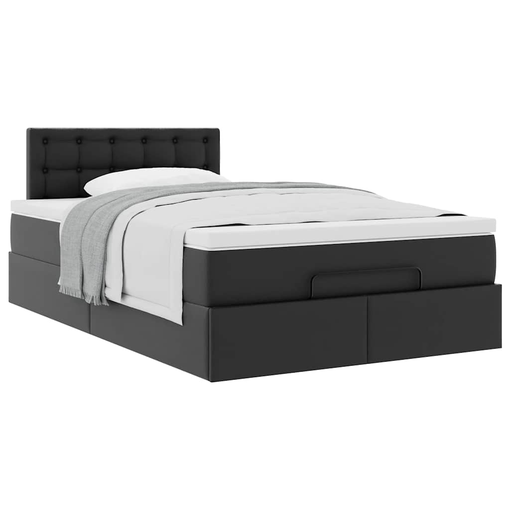 Cadre de lit ottoman avec matelas noir 120x200 cm similicuir - XIOS