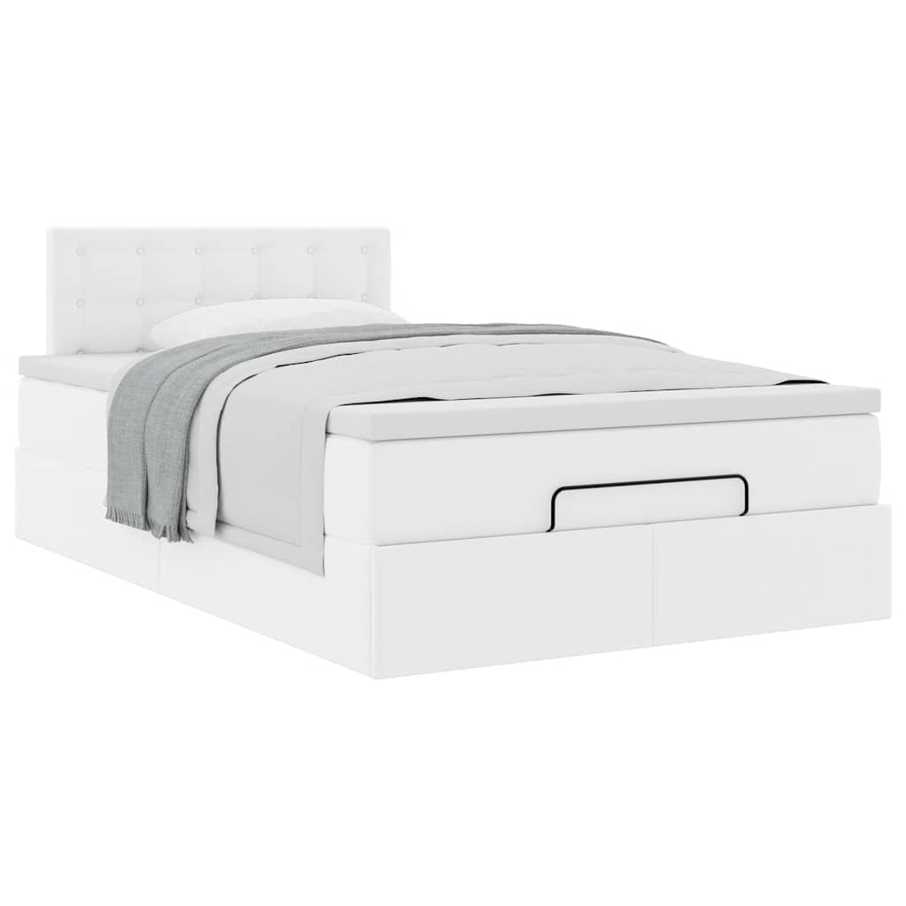 Cadre de lit ottoman avec matelas blanc 120x200 cm similicuir - XIOS