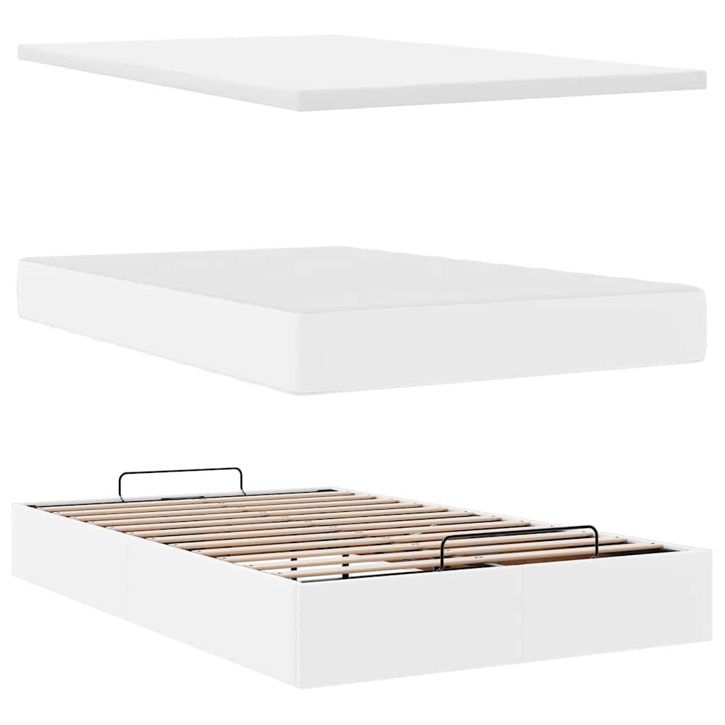 Cadre de lit ottoman avec matelas blanc 120x200 cm similicuir - XIOS