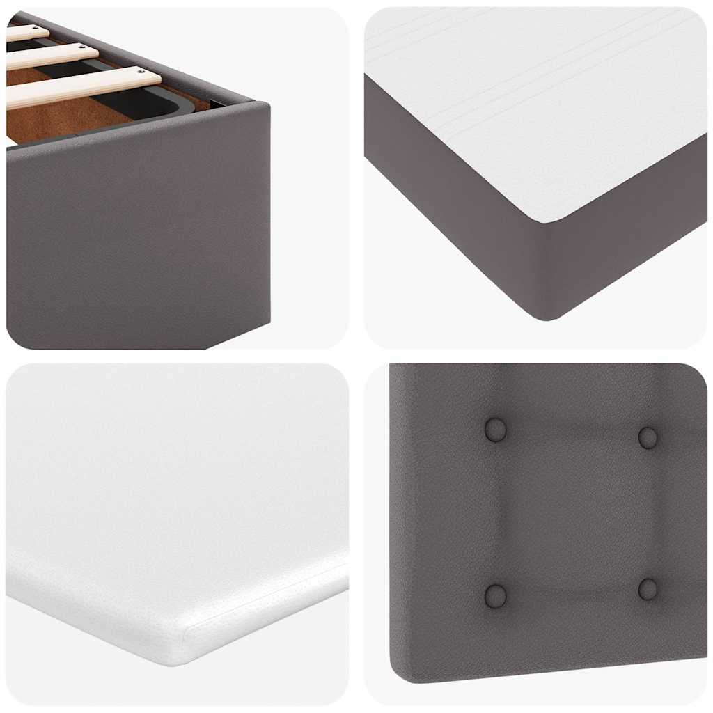 Cadre de lit ottoman avec matelas gris 120x200 cm similicuir